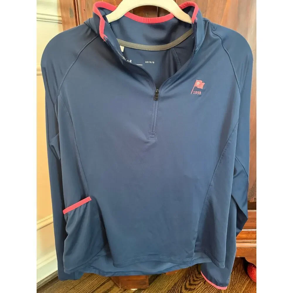 Under Armour women’s navy blue 1/4 performance golf pull over size large NWOT